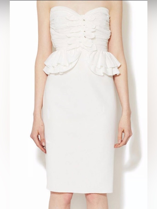 Jill Stuart Dresses & Skirts - NWT Jill Jill Stuart White Ruched Peplum Midi Dress Size 10